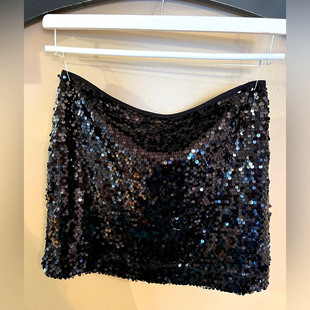 Black sequin mini skirt